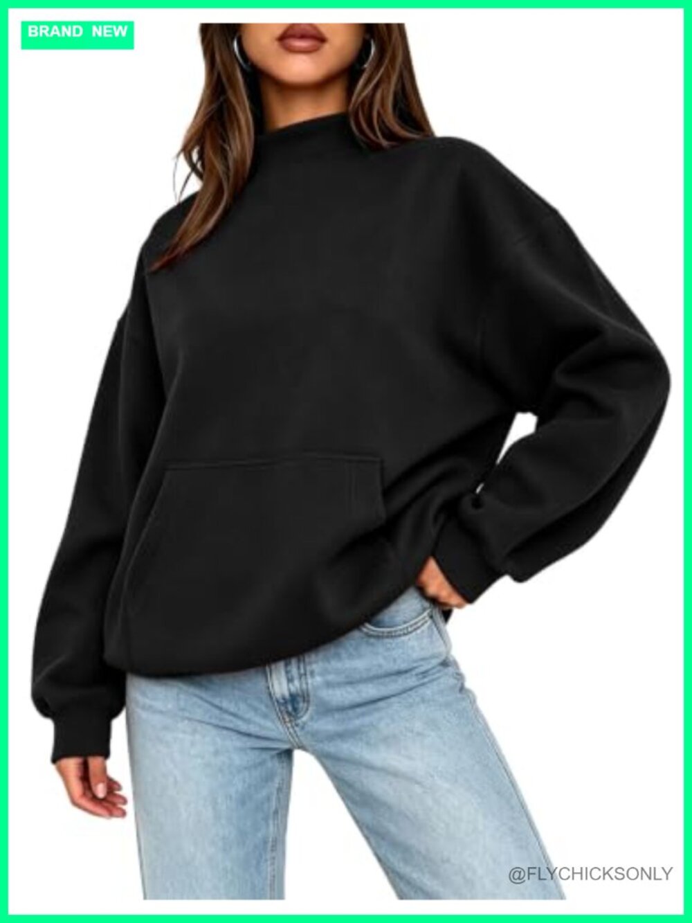 Oversized Mock Neck Sweatshirt Turtleneck Pullover Top Comfy